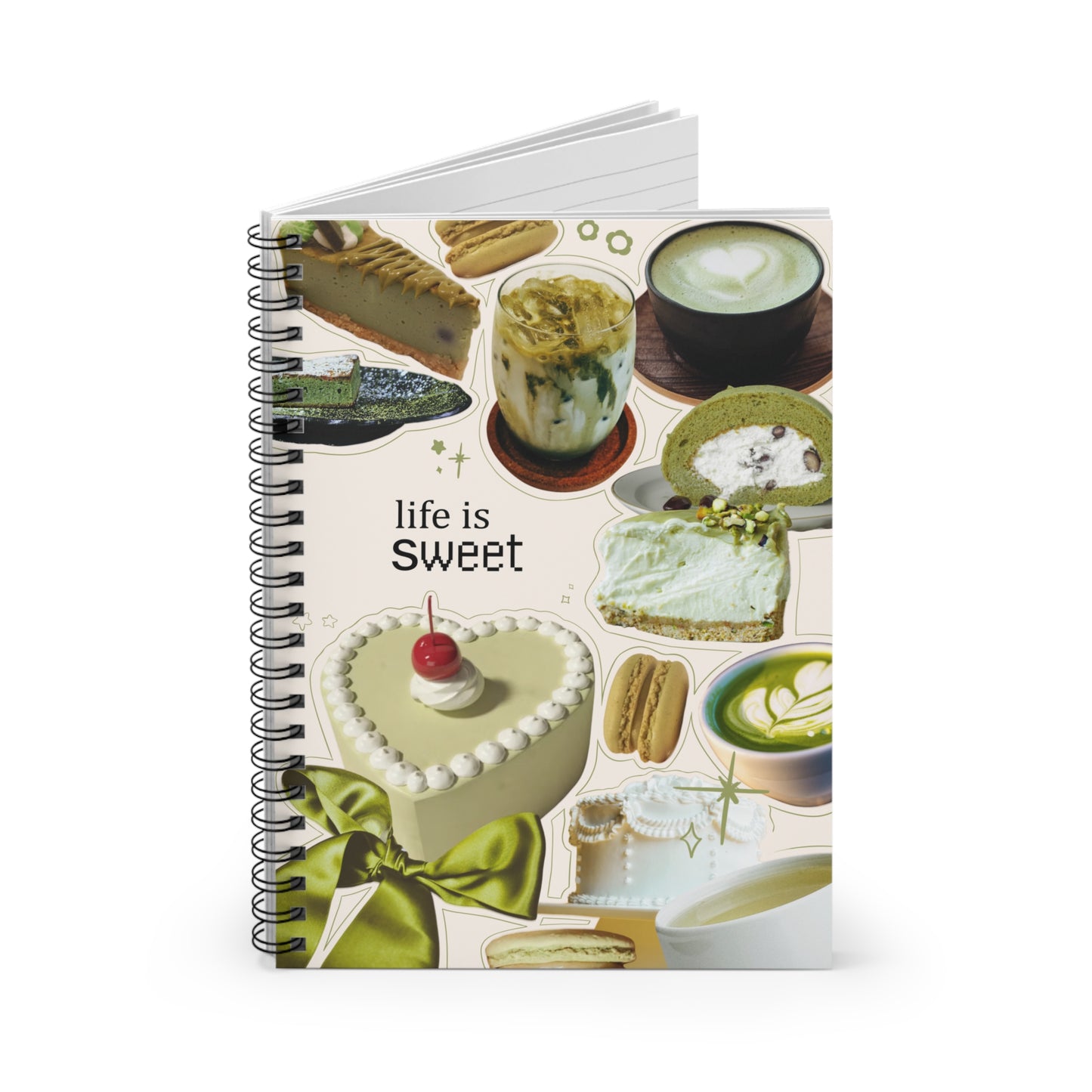 Matcha Green Sweet Life Spiral Notebook - Ruled Line for Food Lovers