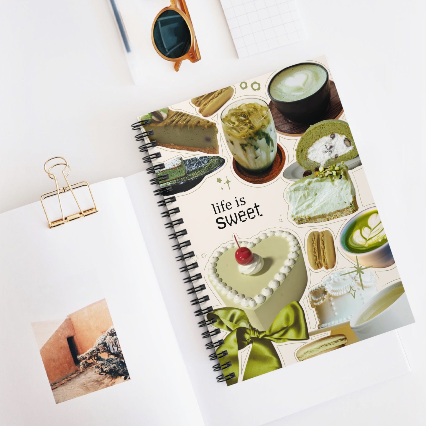 Matcha Green Sweet Life Spiral Notebook - Ruled Line for Food Lovers
