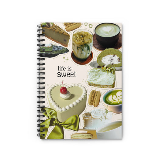 Matcha Green Sweet Life Spiral Notebook - Ruled Line for Food Lovers