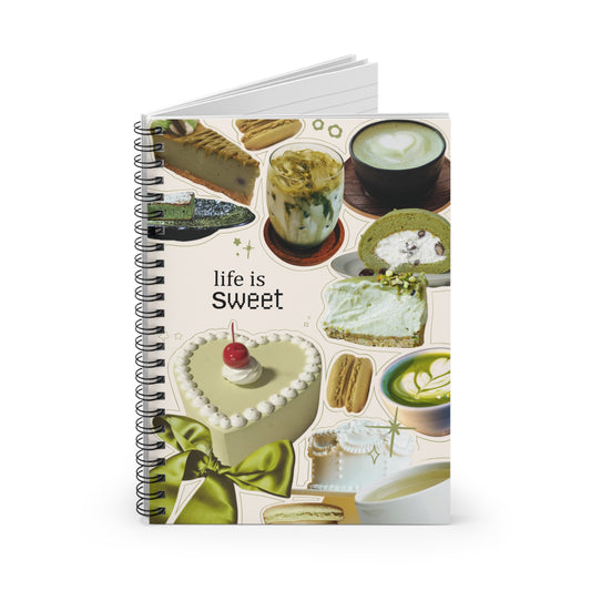 Matcha Green Sweet Life Spiral Notebook - Ruled Line for Food Lovers