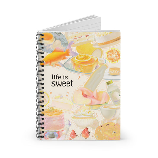 Soft Peach Life is Sweet Spiral Notebook - Perfect for Food Lovers & Dreamers