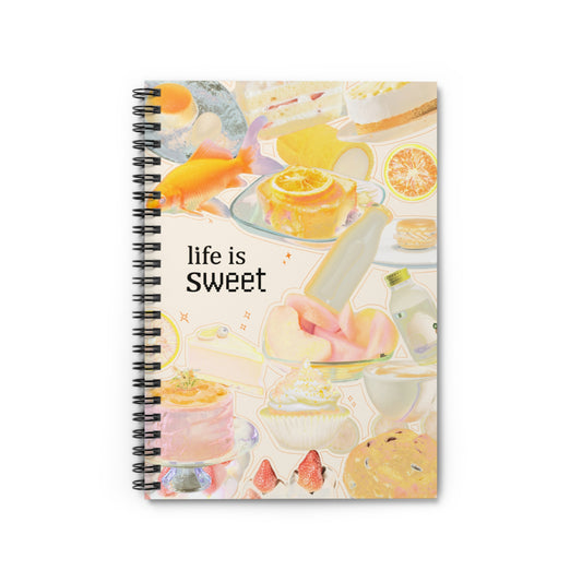 Soft Peach Life is Sweet Spiral Notebook - Perfect for Food Lovers & Dreamers